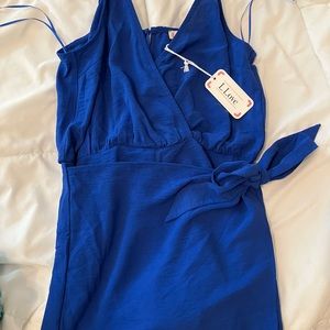 Med blue romper with a skirt. L Love brand and brand new with tags
